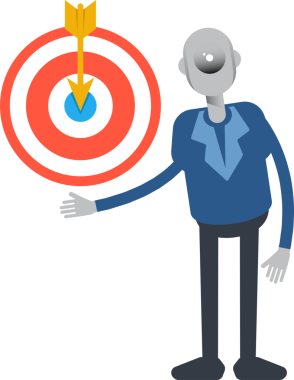 Robot Çalışan Karakteri Dart Tutuyor