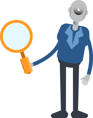 Robot Çalışan Karakteri Büyüteci