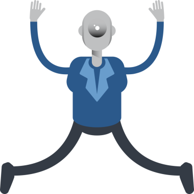 Robot Çalışan Karakteri Rahatlıyor ve Sıçrıyor