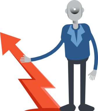 Robot Çalışan Karakteri ve Ok Çizelgesi