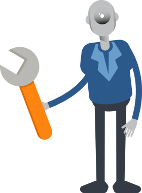 Robot Çalışan Karakteri Anahtarı Tutma Aracı