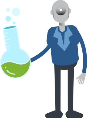 Robot Çalışan Karakteri Laboratuar Şişesi