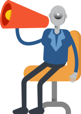 Robot Çalışan Karakteri ve Megafonu