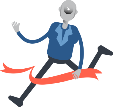 Bitiş çizgisinde çalışan Robot Çalışan Karakteri