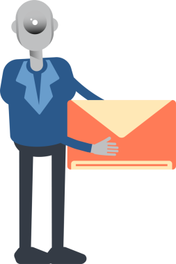 Robot Çalışan Karakteri Posta Tutma