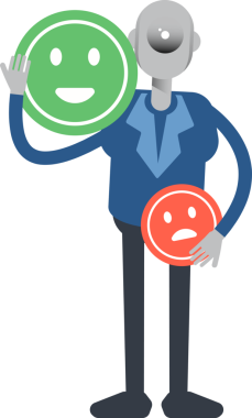 Robot Çalışan Karakteri ve Duygu Simgesi