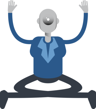 Robot Çalışan Karakteri Oturma Çizimi