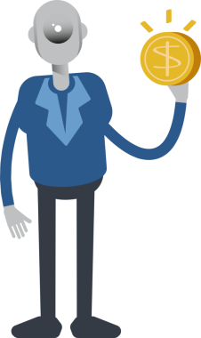 Robot Çalışan Karakteri Doları Tutuyor