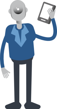 Robot Çalışan Karakteri Akıllı Telefondan Konuşuyor