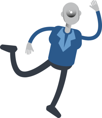 Robot Çalışan Karakteri Atlama ve Uçma