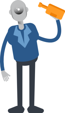 Robot Çalışan Karakteri Bira İçen