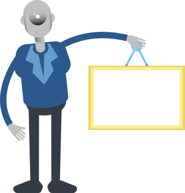 Robot Çalışan Karakteri Boş İmza Tutuyor