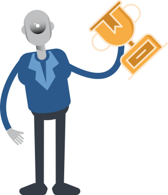 Robot Çalışan Karakteri Ödül Tutuyor