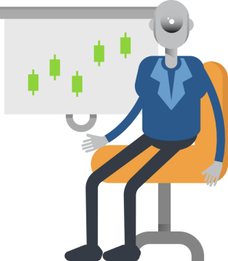 Robot Çalışan Karakteri Sunar Mum Çizelgesi