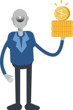 Robot Çalışan Karakteri Dolar Bozuklukları Tutuyor