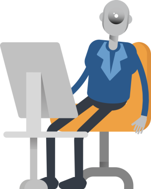 Masaüstünde Çalışan Robot Karakteri