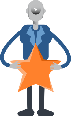 Robot Çalışan Karakteri Tutucu Yıldız