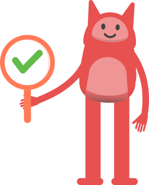 Sevimli Canavar Karakteri Deneme İşareti Gösteriliyor