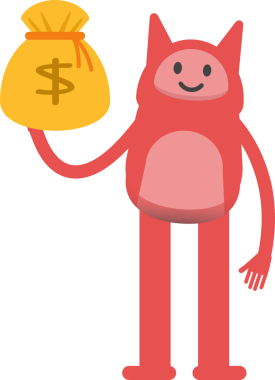 Sevimli Canavar Karakteri Dolar Çuvalı Tutuyor