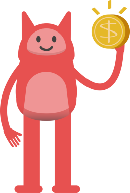 Sevimli Canavar Karakteri Bir Dolarlık Para Tutuyor