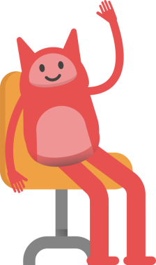 Sevimli Canavar Karakteri Sandalyede Oturuyor