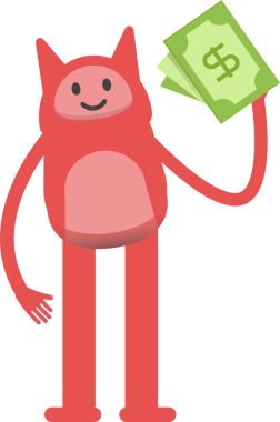 Sevimli Canavar Karakteri Dolarlık Banknotlar Tutuyor