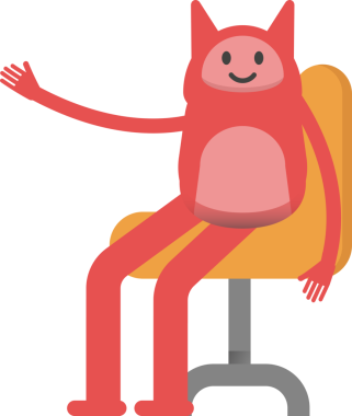 Ofis Sandalyesinde oturan Sevimli Canavar Karakteri