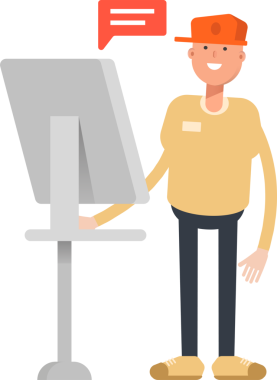 Kaptan Giyen Adam Bilgisayarda Çalışıyor