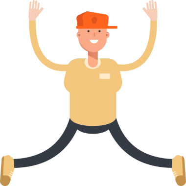 Kap Giyen Adam Karakteri Rahatlatıcı ve Sıçrayan Çizimler