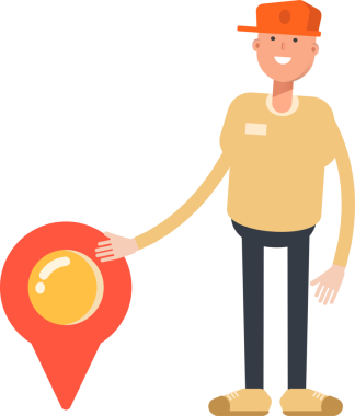 Kap Karakteri ve Konum İğnesi Giyen Adam