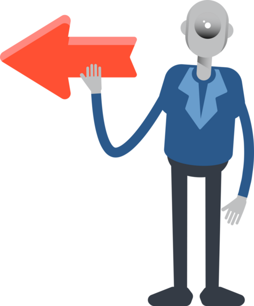 Robot Çalışan Karakteri ve Ok İmzası