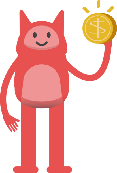 Sevimli Canavar Karakteri Bir Dolarlık Para Tutuyor