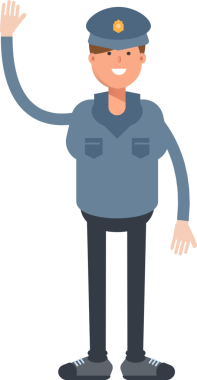 Polis Karakteri Clipart 'ı selamlıyor