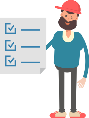 Kırmızı Başlık Karakteri Giyen ve Liste Belgesi Giyen Adam