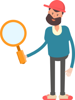 Kırmızı Başlıklı Adam Karakteri Tutma Büyüteci