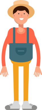 Çiftçi Karakteri Ayakta Çizim