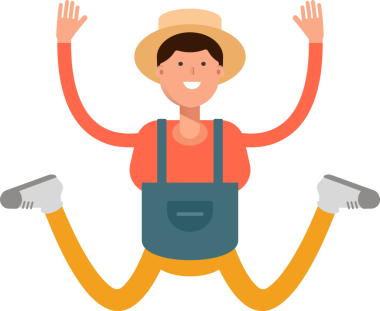 Çiftçi Karakteri Sıçrayan Çizim