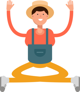 Çiftçi Karakteri Oturan Çizim