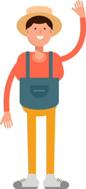 Çiftçi Karakteri Yükselen El İllüstrasyonu