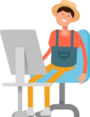 Masaüstünde Çalışan Çiftçi Karakteri