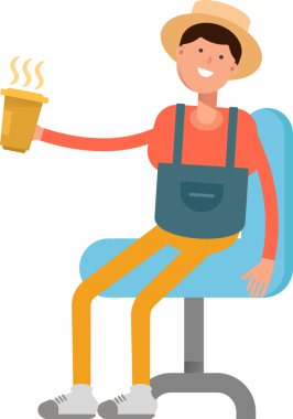 Çiftçi Karakteri Kahve İçiyor