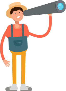 Dürbün kullanan Çiftçi Karakteri