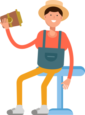 Çiftçi Karakteri Kahve İçiyor