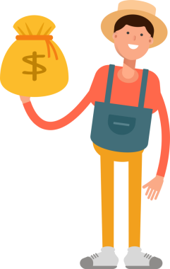 Çiftçi Karakteri Dolar Çuvalı Tutuyor