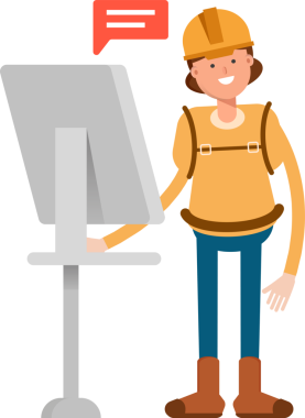 Bilgisayar üzerinde çalışan Kadın Dağcı Karakteri