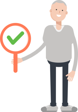 Man Karakteri Deneme İşaretini Gösteriyor