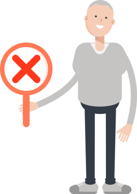 Erkek Karakteri Yanlış İşareti Gösteriyor