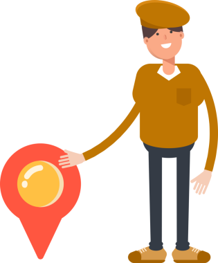 Kaptan Karakteri ve Konum İğnesi Olan Çocuk