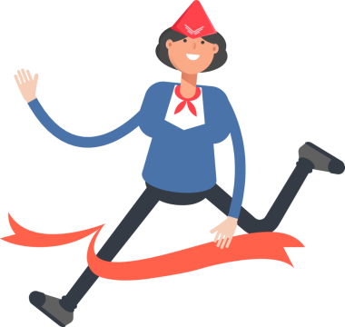 Bitiş çizgisinde çalışan Hava Ev Sahibi Karakteri