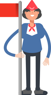 Hava Hostesi Karakteri Bayrak Direğini Tutuyor